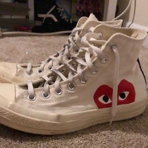 white cdg hightop converse